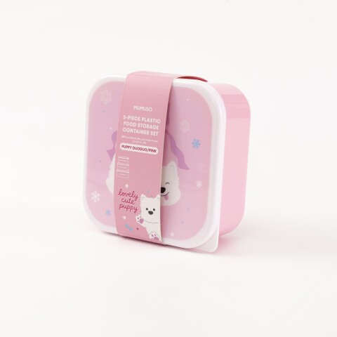 SET DE CONTENEDORES PLÁSTICOS PARA ALIMENTOS (3 PIEZAS – PERRITO DUODUO / ROSA) SET DE CONTENEDORES PLÁSTICOS PARA ALIMENTOS (3 PIEZAS – PERRITO DUODUO / ROSA)