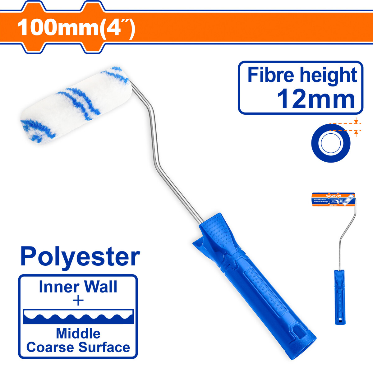 RODILLO MINI 10CM POLIESTER PARED INTERIOR WADFOW WCB1904 