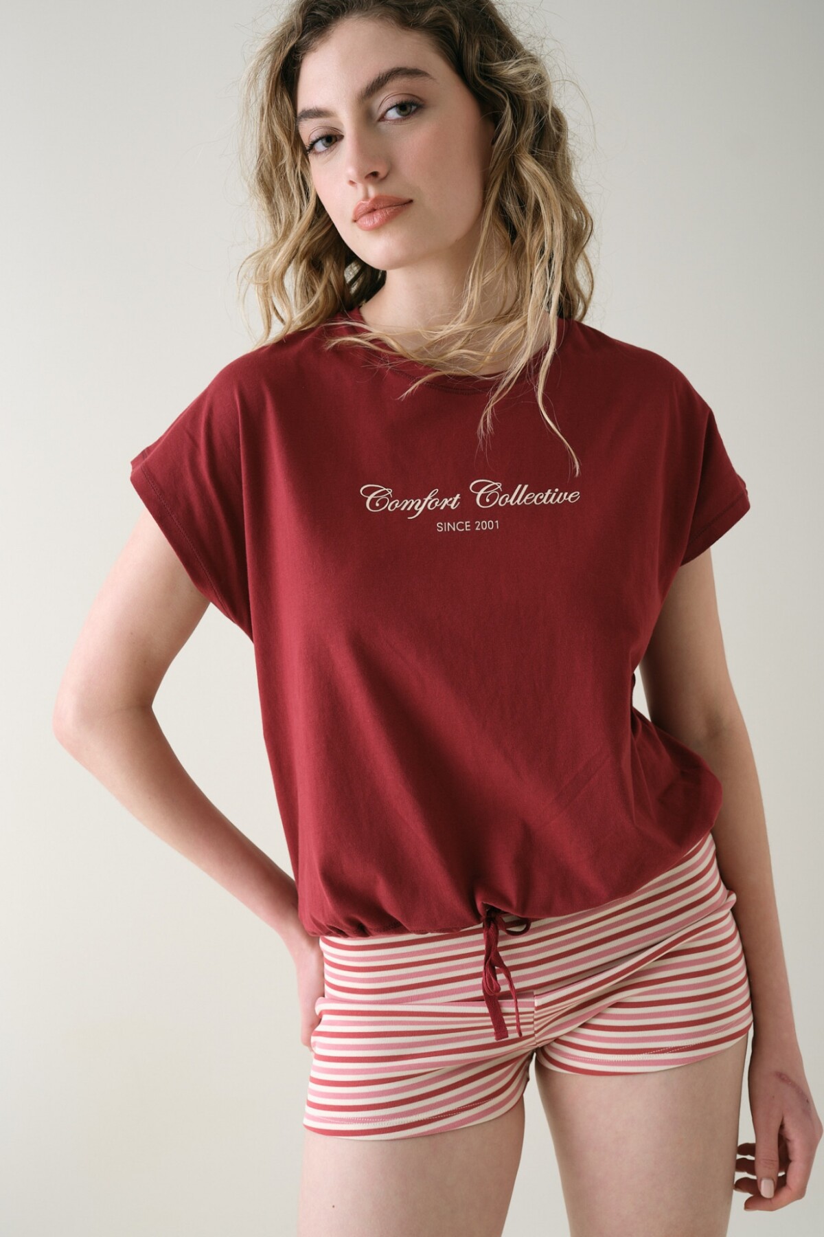 Remera Manga Dolman Algodón Burdeos