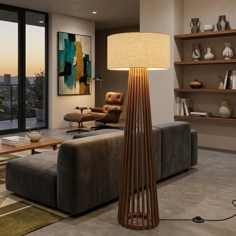 LAMPARA DE PIE IMBUIA CUP BEIGE CL COMB/MARRON Unica