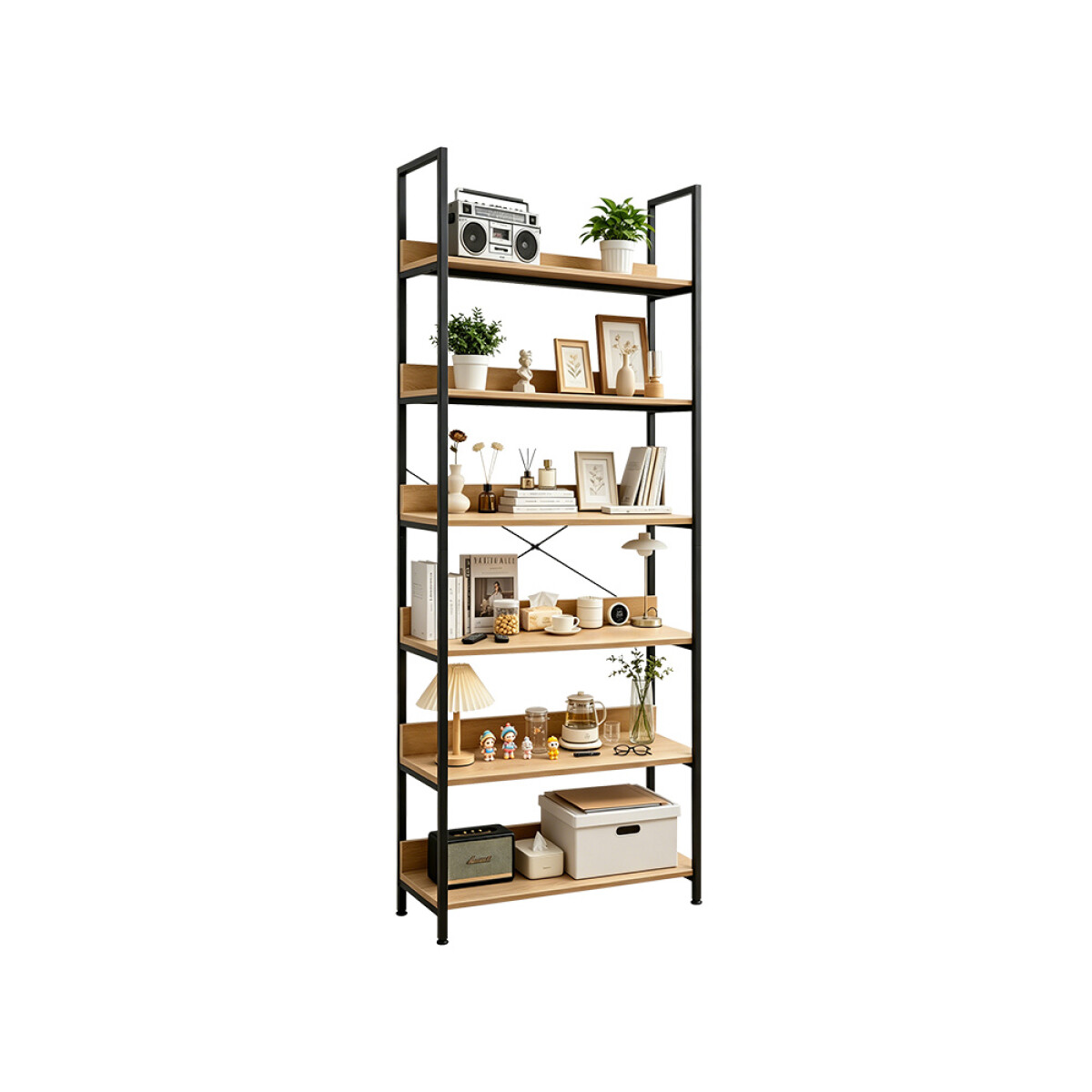Estantería Moderna 6 Estantes 80x30x218cm Mövi - MARRON 