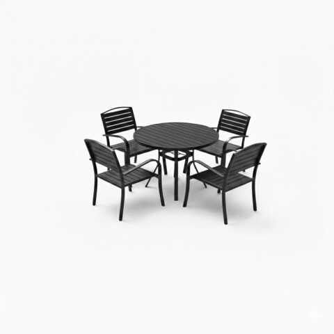 JGO MESA CUAD DE JARDIN NEGRO 5PZAS Unica