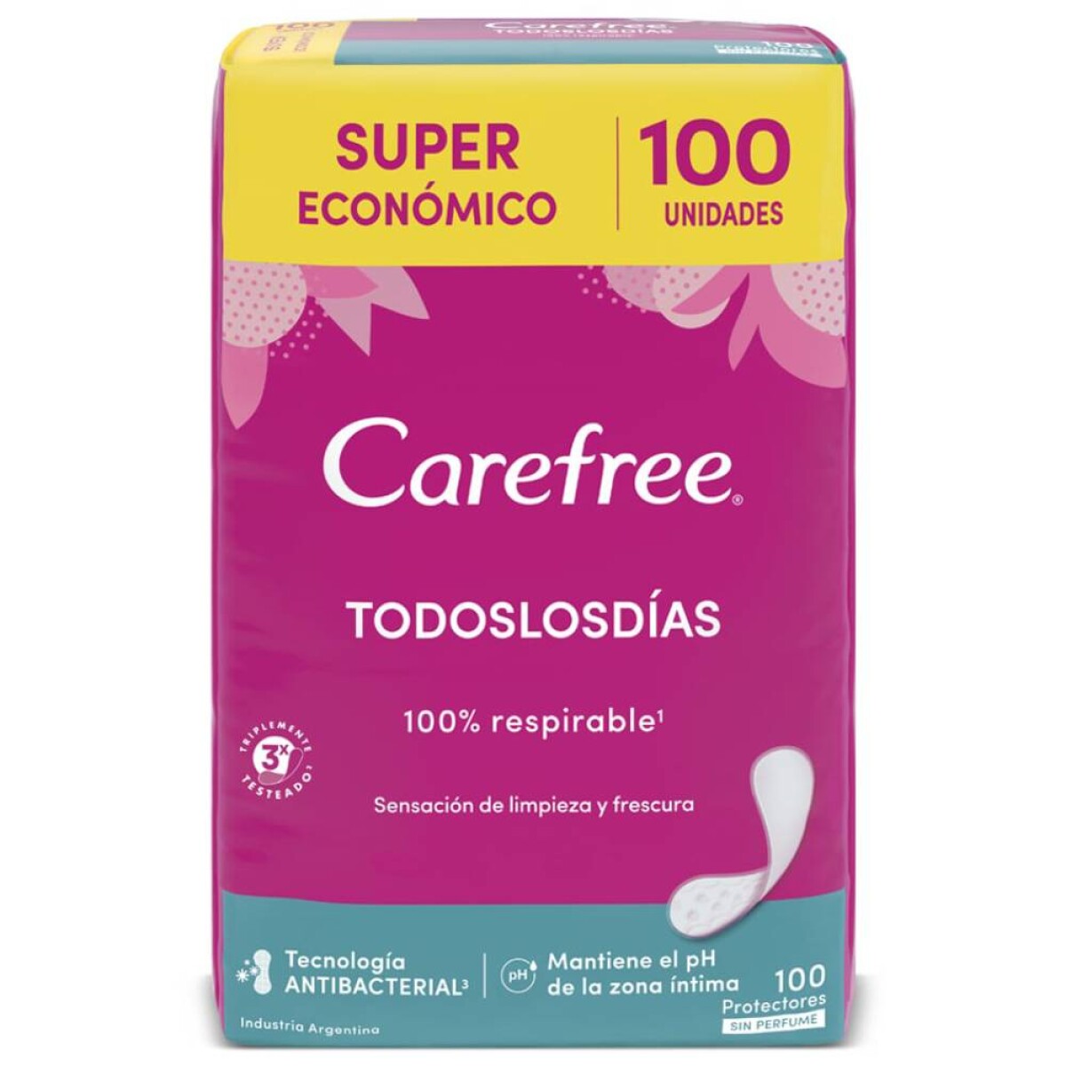 Protectores Diarios Carefree Todos los Días sin Perfume 100 Unidades 