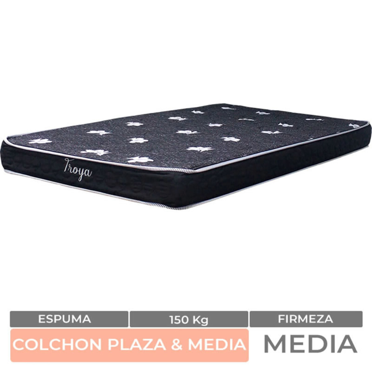 PLAZA Y MEDIA - Colchón ESPUMA TROYA 1 Plaza y Media Reversible 110x188x15 hasta 150K 