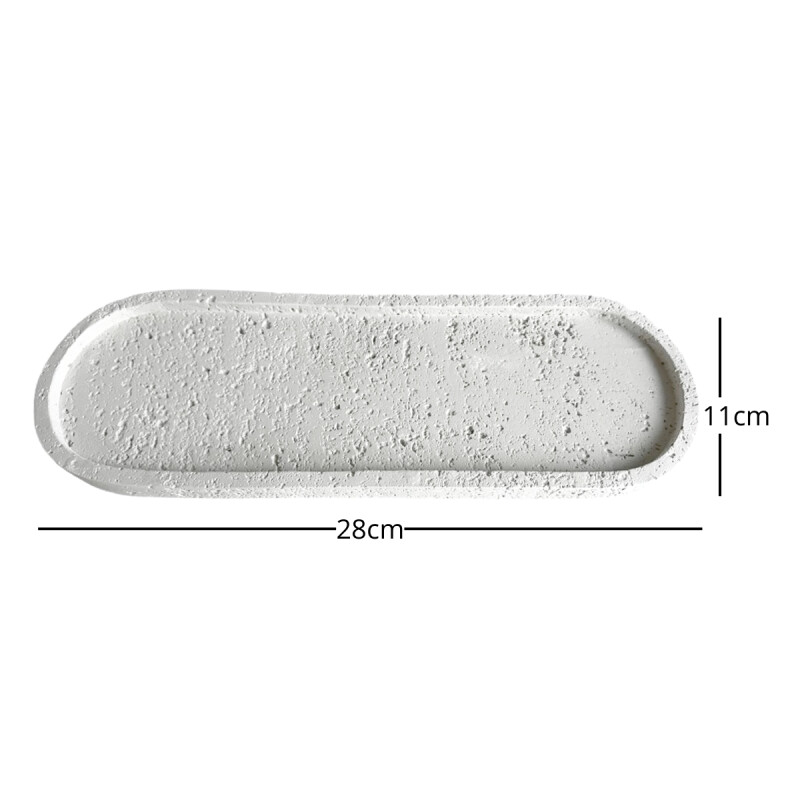 Bandeja decorativa simil piedra cementicia oval 28x11 cm GRIS
