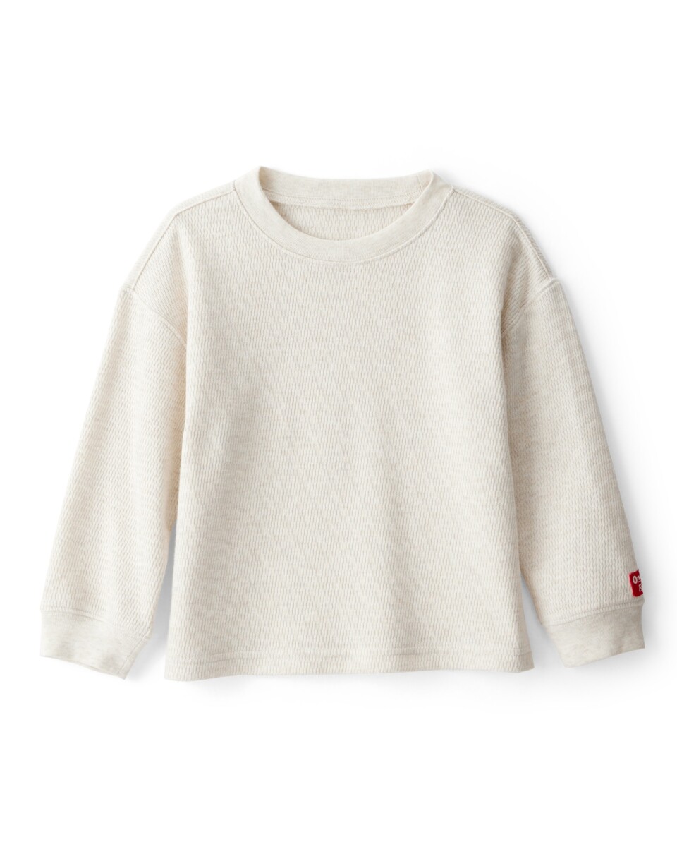 Remera de algodón, cuello redondo, crema 