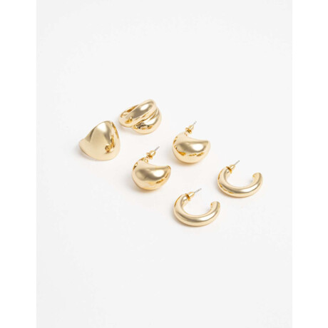 Set Anillos Y Argollas Metal Dorado