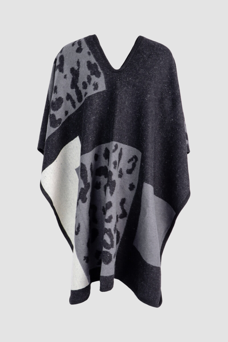 Poncho animal leopardo Negro