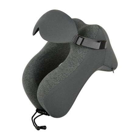 Set Almohada De Viaje Con Memoria + Tapa Ojos brio Gris Oscuro