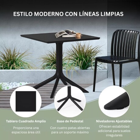 MESA CUADRADA EXTERIOR DE POLIPROPILENO 80CM Mesa Cuadrada De Exterior 80CM Negro