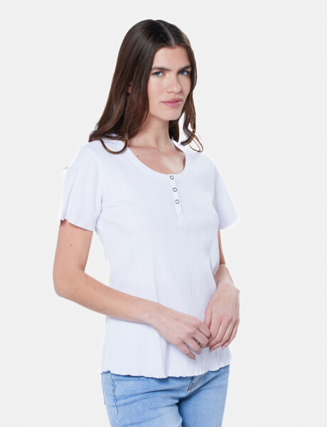 REMERA RIB CON BOTONES Blanco