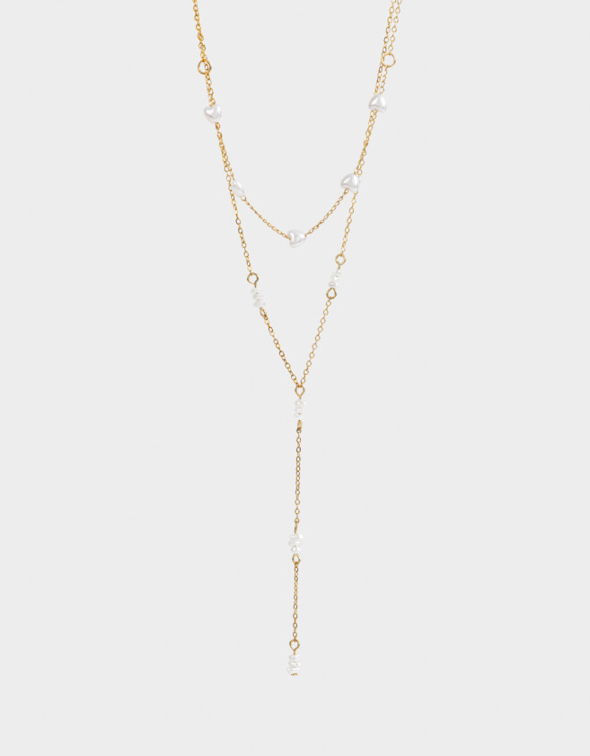Collares Largos Perlas Collar Largo Con Perlas - Dorado