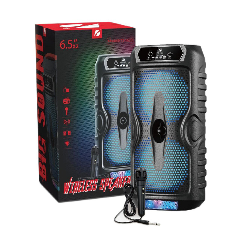 Parlante torre bluetooth KTS-1623 2x6.5" con micrófono luces led Parlante torre bluetooth KTS-1623 2x6.5" con micrófono luces led