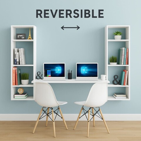 Escritorio suspendido con repisa lateral y estantes de colgar Escritorio suspendido con repisa lateral y estantes de colgar