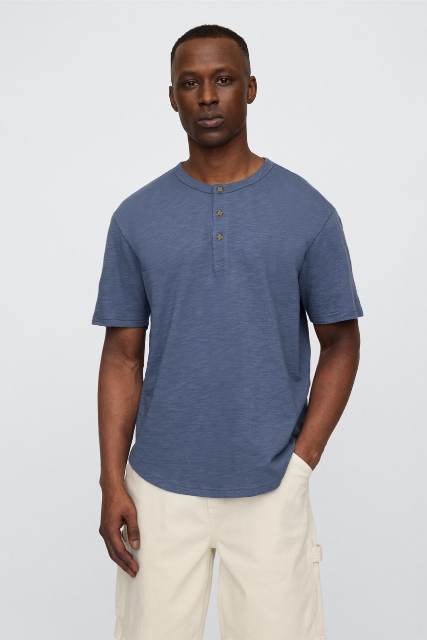 Remera Con 3 Botones Hombre Vintage Indigo 19-3929