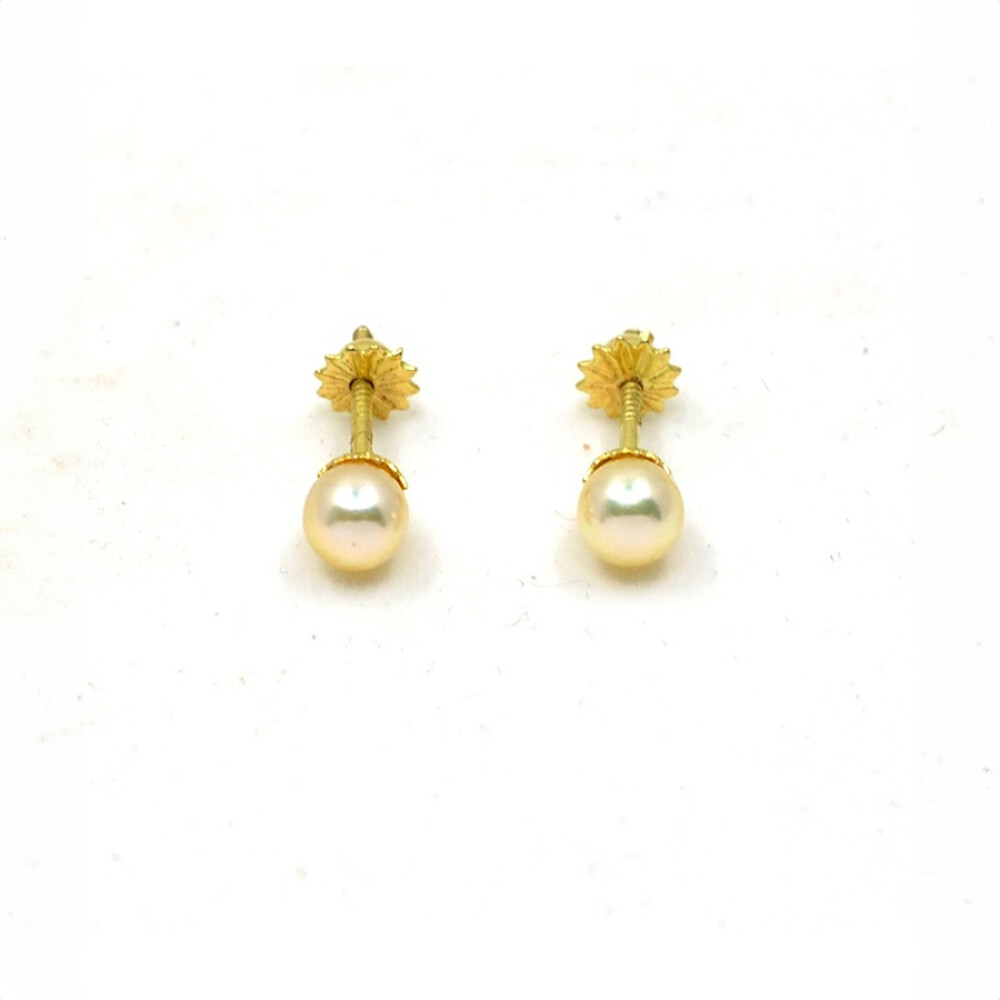 4.5 Mm Caravanas En Oro 18K Y Perlas De Cultivo 4.5 Mm Caravanas En Oro 18K Y Perlas De Cultivo