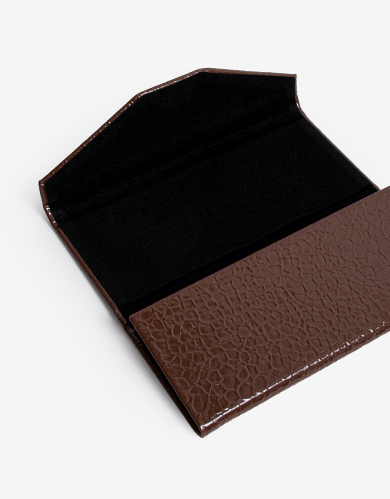 Estuches Anteojos Liso Estuche Plegable De Pu Crocco. - Marron Chocolate