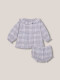 Vestido Smock Cuello Volante Azul Claro