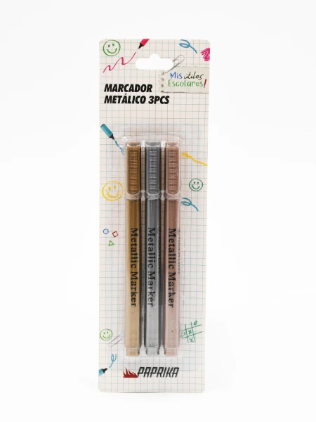 MARCADOR PERMANENTE METALICO SET 3 PCS MULTICOLOR