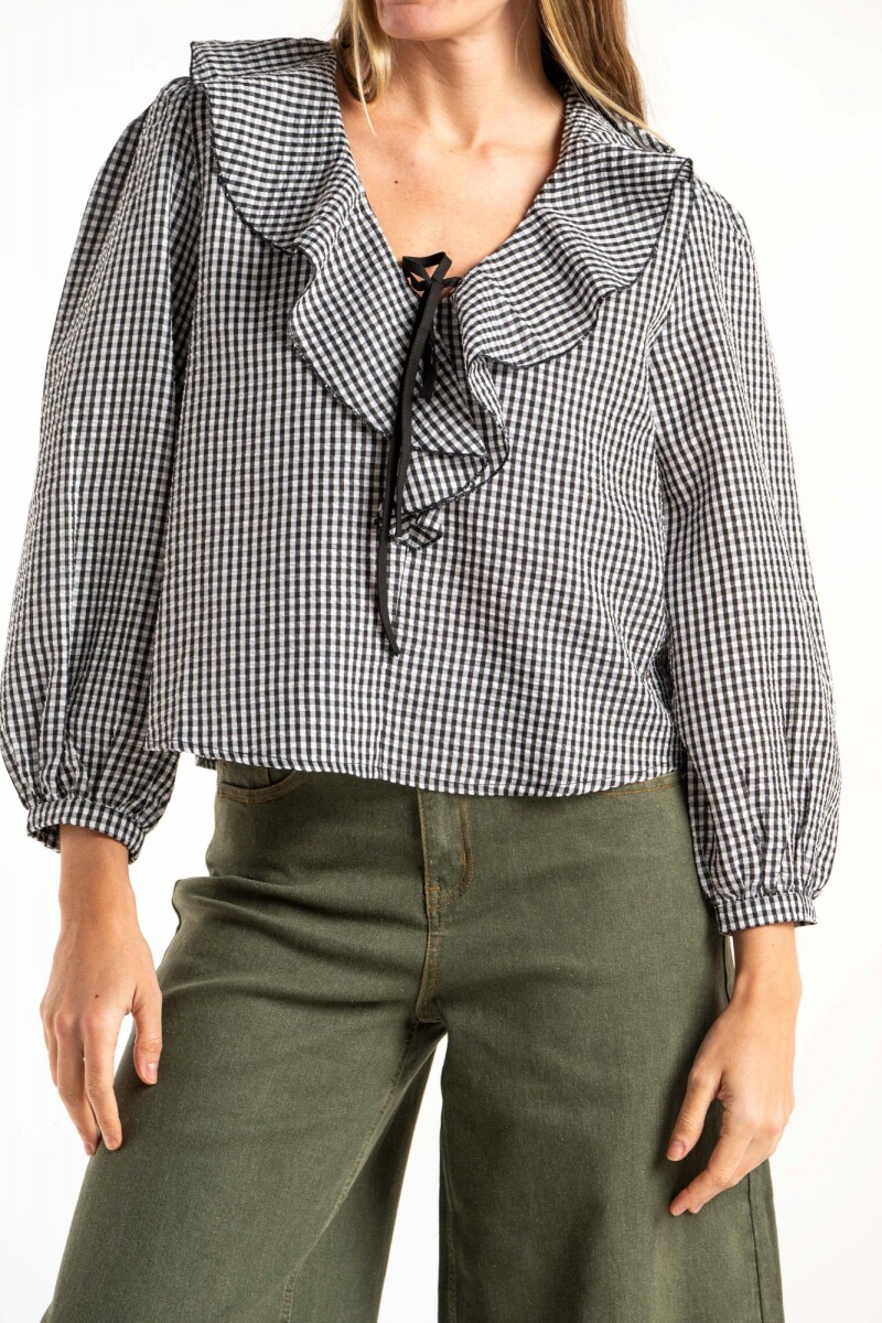 Blusa Gingham Negro