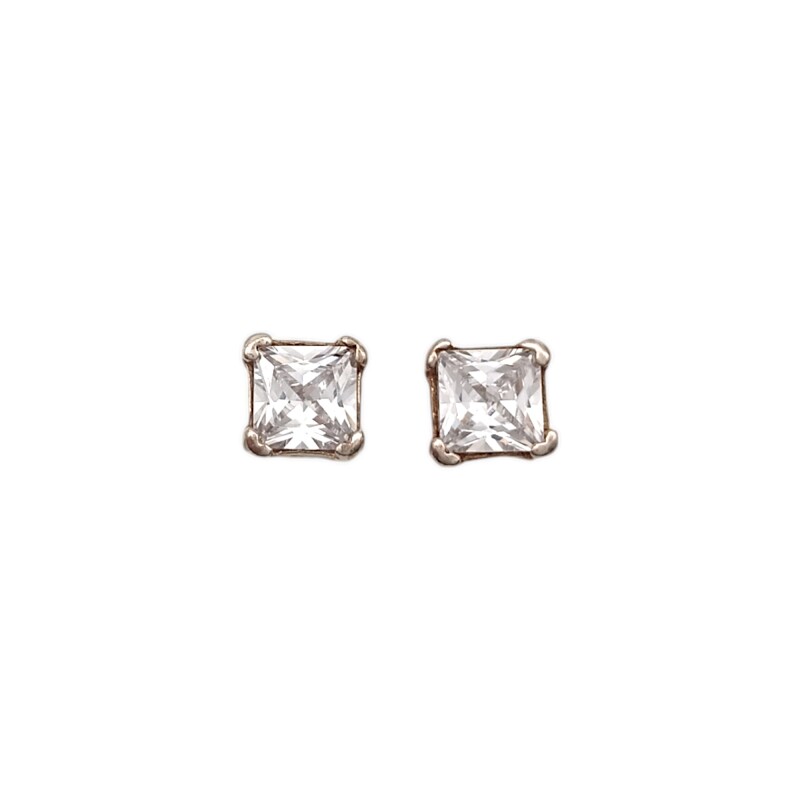 Caravanas Cuadrado-Plata 925-Piedra Zirconia-CA3132 Conpiedra