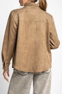 Camisa Gamuza Cuero Vegano Moca