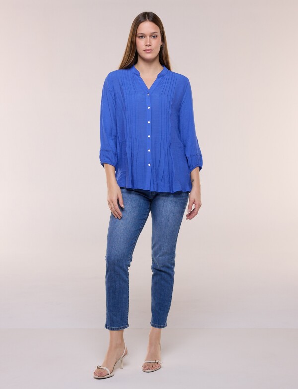 Blusa Con Alforzas En Delantero Y Botones ROYAL