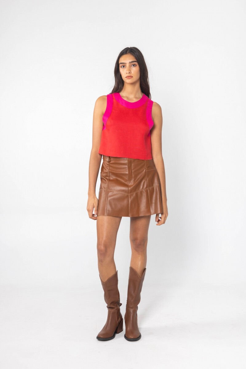 FALDA MINI COURO Camel