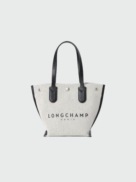 Longchamp - Cartera de algodón con Logo Marfil