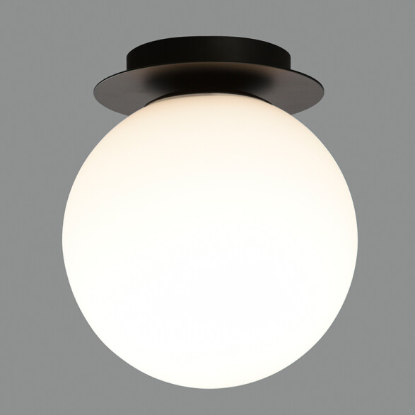 Lámpara de techo negro con globo opal E27 Ø180mm BA0152
