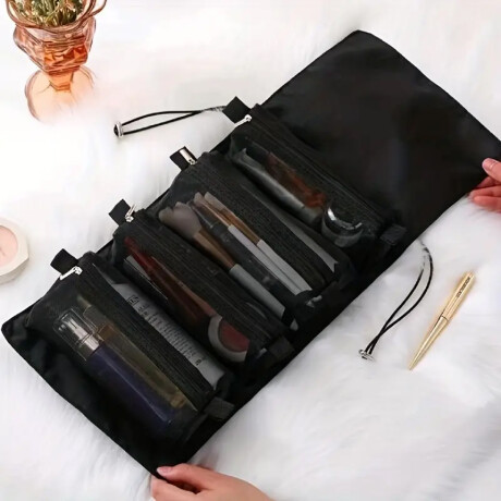 Neceser plegable con estuches con velcro Negro