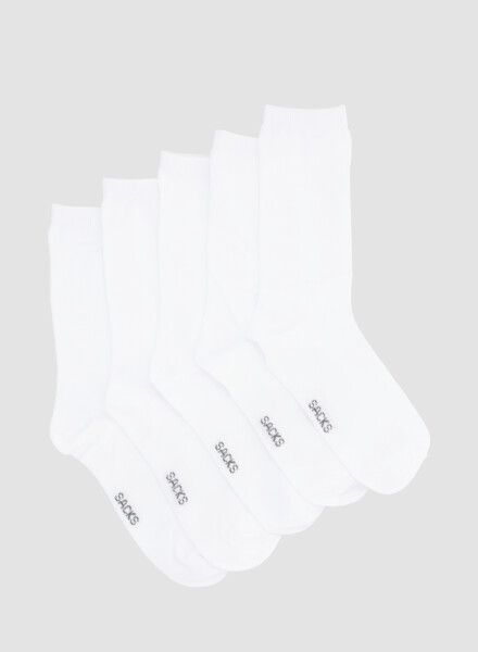 Packs de cinco medias lisas. de algodón. en varios colores s Blanco