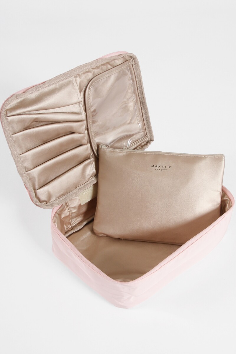 Estuche organizador con compartimentos rosa