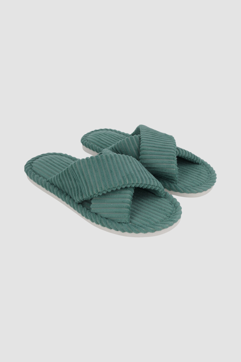 Pantufla cruzada - Verde claro 