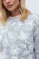Sweater bordado floral gris melange