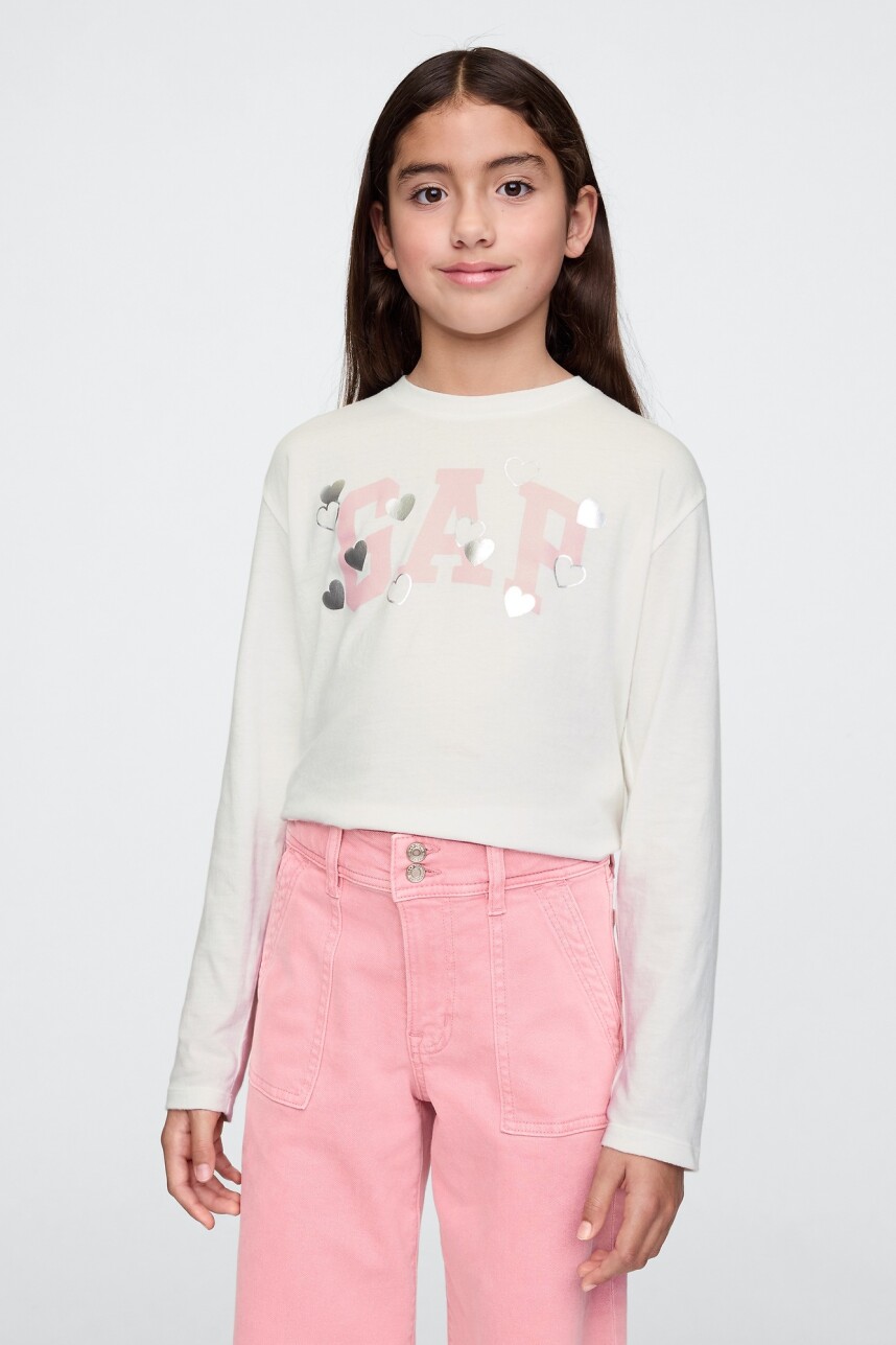 Remera Logo Gap Manga Larga Niña New Off White