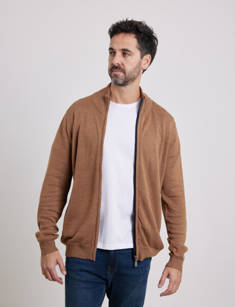 470656 CARDIGAN HARRINGTON LABEL Camel