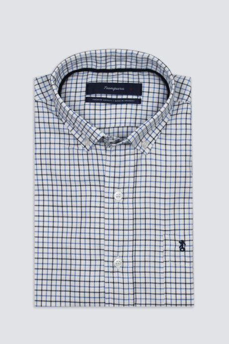 Camisa de Hombre Premium a Cuadros Cuadros Azul y Celeste