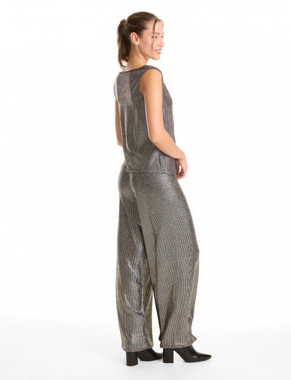 Pantalon Metalizado NEGRO/DORADO