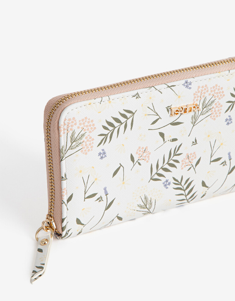 Ficheros Zip Round Billetera Fichero Flores - Estampado Flores