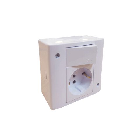 Caja 3 mód c/toma schuko + int.bipolar blanco puro SK3492