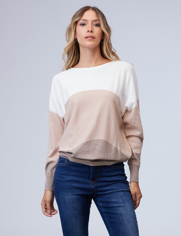 Buzo Dolman Colorblock MULTI/BEIGE