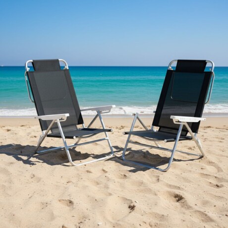 Set X 2 Sillas Summer 6 Posiciones Aluminio NEGRO