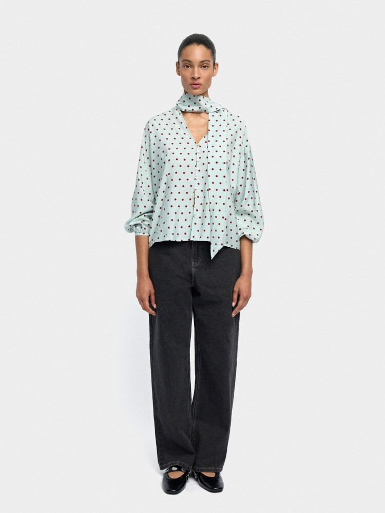 Camisa Estampado De Lunares azul
