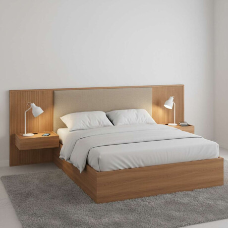 Respaldo King tapizado con mesa de luz Liam Moderna Marron