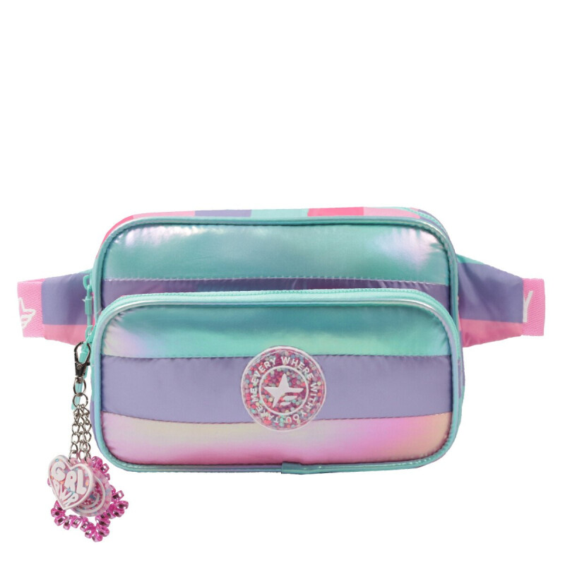 Bandolera Footy Emoticon Verde Agua - Violeta - Rosado