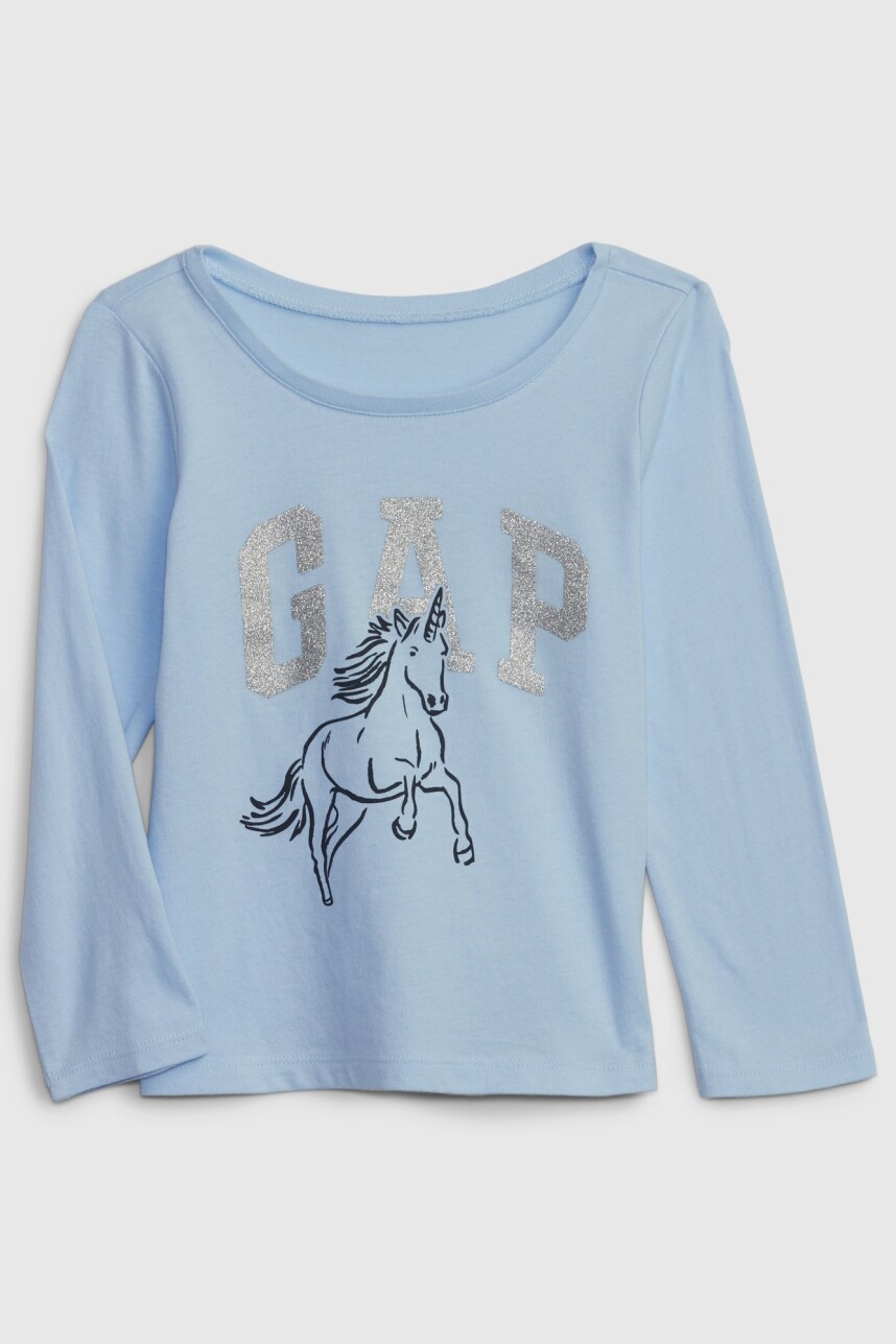 Remera Logo Gap Manga Larga Toddler Niña Cerulean Blue 402