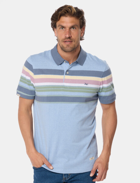 REMERA POLO RAYADA Celeste