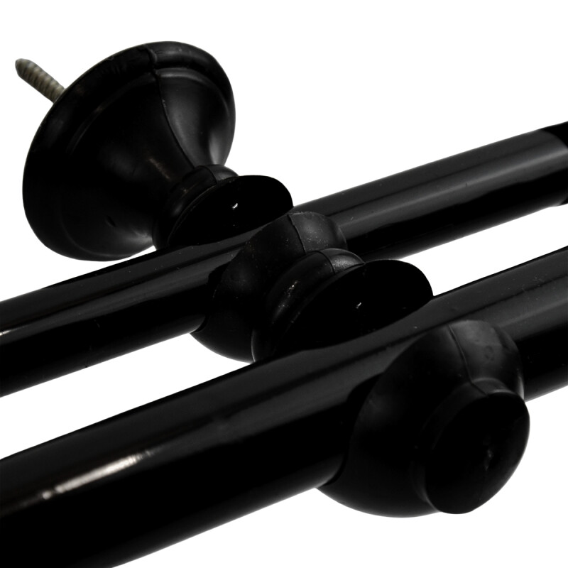 Barrote cortina doble de metal 2 Metros + 2 Soportes NEGRO