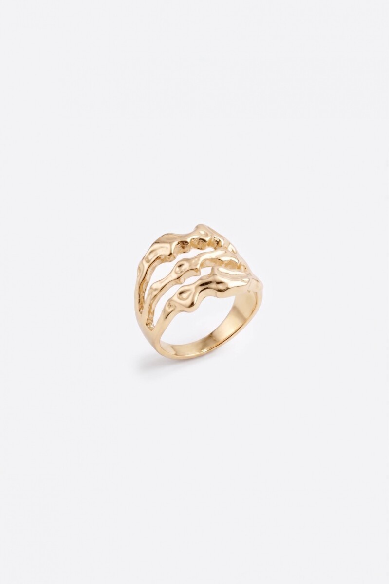Anillo triple vuelta wavy ajustable - dorado 